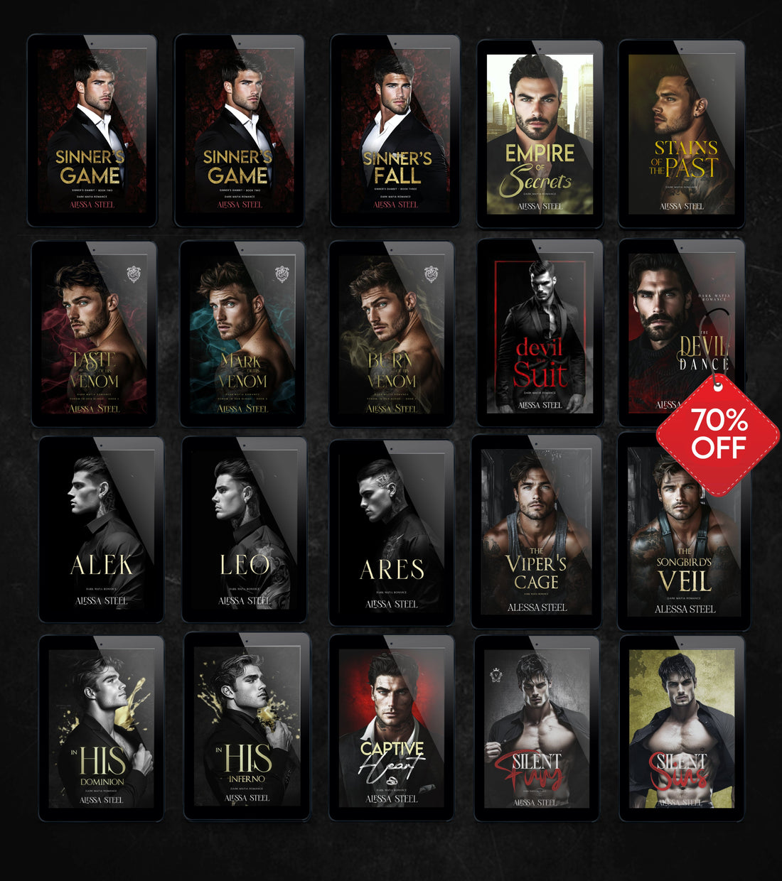The MEGA Bundle dark mafia romance books by Alessa Steel