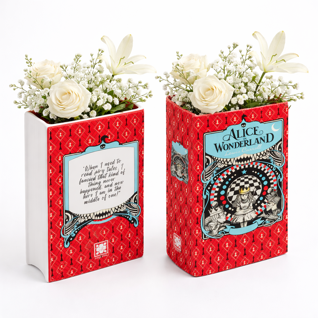 Alice in Wonderland Ceramic Book Vase