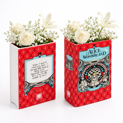 Alice in Wonderland Ceramic Book Vase