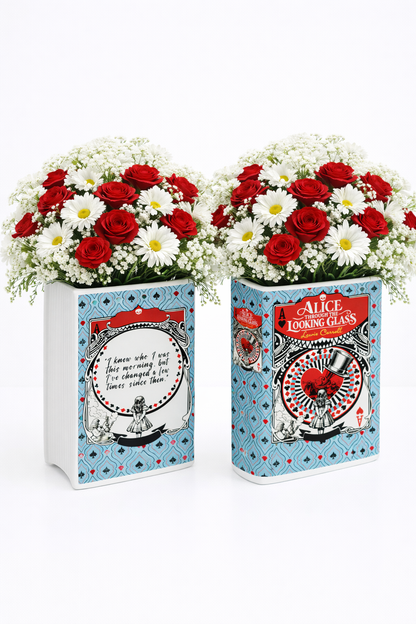 Alice Through the Looking Glass Ceramic Book Vase
